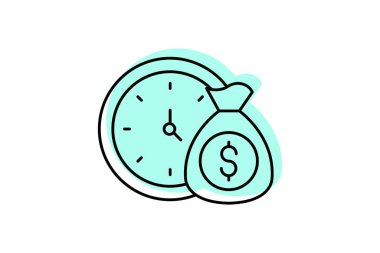 Zaman Para renk gölge çizgisi simgesi, vektör, piksel mükemmel, illüstratör dosyası