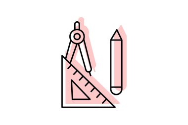 Taslak Araçları renk gölge çizgisi simgesi, vektör, piksel mükemmel, illüstratör dosyası