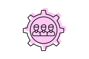 İnsan kaynakları yönetimi renk gölge çizgisi simgesi, vektör, piksel mükemmel, illüstratör dosyası