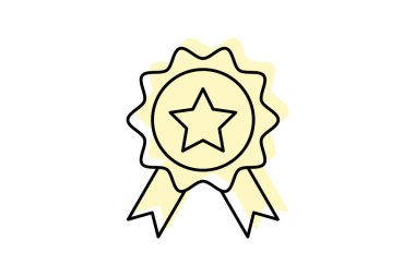 Rozet rengi gölge çizgisi simgesi, vektör, piksel mükemmel, illüstratör dosyası