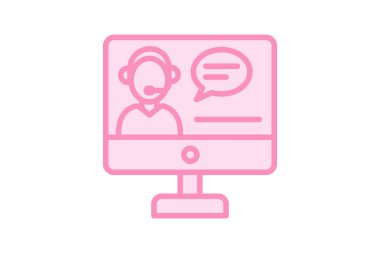 İstemci desteği renk ana hatları simgesi, vektör, piksel mükemmel, illüstratör dosyası