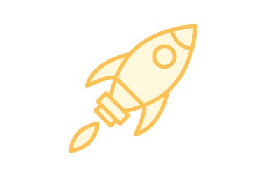 Roket renk ana hatlarını yükselt simge, vektör, piksel mükemmel, illüstratör dosyası