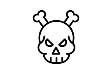 Kafatası siyah dış hat simgesi, vektör, piksel mükemmel, illüstratör dosyası