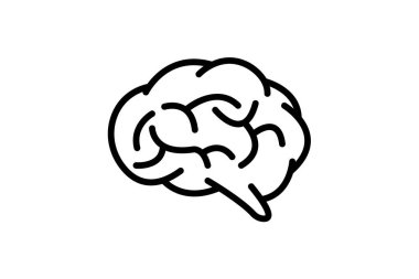 Beyin siyahı dış hat simgesi, vektör, piksel mükemmel, illüstratör dosyası