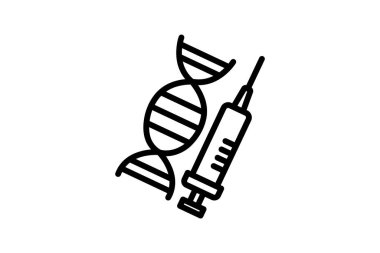 DNA enjeksiyonu siyah dış hat simgesi, vektör, piksel mükemmel, illüstratör dosyası