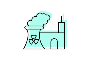 Nükleer renk gölge çizgisi simgesi, vektör, piksel mükemmel, illüstratör dosyası