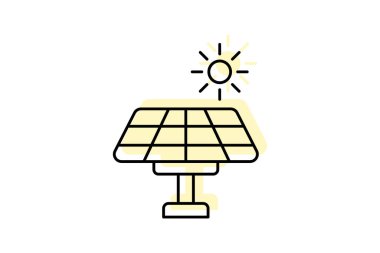 Güneş paneli renk çizgisi simgesi, vektör, piksel mükemmel, illüstratör dosyası