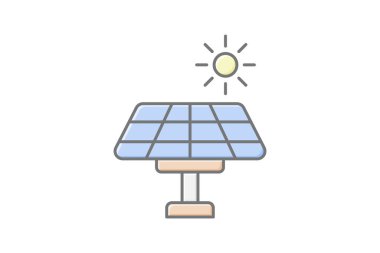Güneş paneli muhteşem doğrusal renk simgesi, vektör, piksel mükemmel, illüstratör dosyası