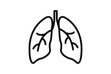 Ciğerler siyah dış hat simgesi, vektör, piksel mükemmel, illüstratör dosyası