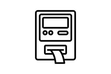 ATM simgesi, para, finans, bankacılık, otomatik veznedar satırı simgesi, düzenlenebilir vektör simgesi, piksel mükemmel, illüstratör ai dosyası