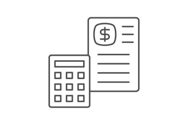 Muhasebe simgesi, finans, hesaplama, para, finansal analiz ince simgesi, düzenlenebilir vektör simgesi, piksel mükemmel, illüstratör ai dosyası