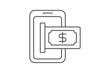 Çevrimiçi Ödeme simgesi, dijital, işlem, finans, para inceltme simgesi, düzenlenebilir vektör simgesi, piksel mükemmel, illüstratör ai dosyası