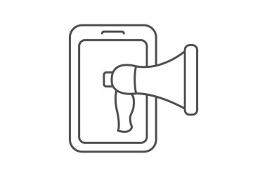 Dijital pazarlama simgesi, çevrimiçi reklam, teknoloji, dijital reklam, çevrimiçi pazarlama ince simgesi, düzenlenebilir vektör simgesi, piksel mükemmel, illüstratör ai dosyası