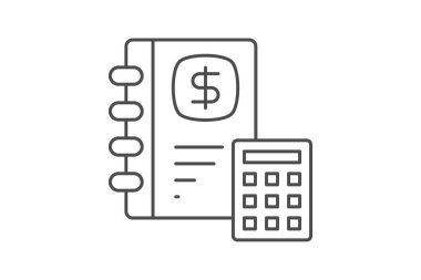 Muhasebe simgesi, finans, muhasebe, belge, mali kayıtlar ince çizgi simgesi, düzenlenebilir vektör simgesi, piksel mükemmel, illüstratör ai dosyası