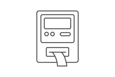 ATM simgesi, para, finans, bankacılık, otomatik veznedar ince çizgisi simgesi, düzenlenebilir vektör simgesi, piksel mükemmel, illüstratör ai dosyası