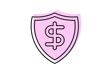 Para koruma simgesi, finans, güvenlik, kalkan, finans rengi gölge ince simgesi, düzenlenebilir vektör simgesi, piksel mükemmel, illüstratör ai dosyası