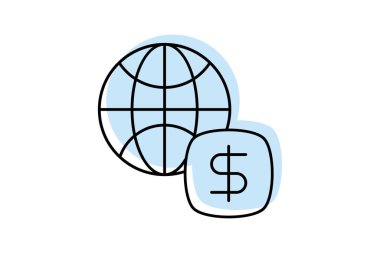 Küresel Para Birimi simgesi, dünya çapında, iş dünyası, uluslararası, küresel ekonomi renk inceltme simgesi, düzenlenebilir vektör simgesi, piksel mükemmel, illüstratör ai dosyası