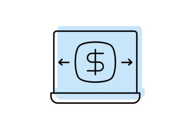 Güvenli Para Aktarım simgesi, güvenli, işlem, finans, kalkan rengi gölge ince simgesi, düzenlenebilir vektör simgesi, piksel mükemmel, illüstratör ai dosyası