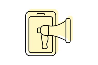 Dijital pazarlama simgesi, çevrimiçi reklam, teknoloji, dijital reklam, çevrimiçi pazarlama renk gölge çizgisi simgesi, düzenlenebilir vektör simgesi, piksel mükemmel, illüstratör ai dosyası