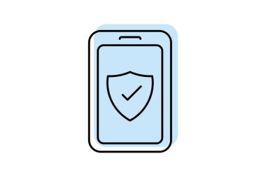 Mobil Güvenlik simgesi, akıllı telefon, güvenlik, cep telefonu, telefon güvenliği renk gölge ince simgesi, düzenlenebilir vektör simgesi, piksel mükemmel, illüstratör ai dosyası