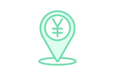 Finans Konumu simgesi, iş yeri, pin, harita, finans merkezi duotone çizgi simgesi, düzenlenebilir vektör simgesi, piksel mükemmel, illüstratör ai dosyası