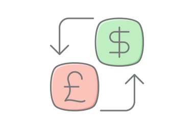 Para Dönüştürme simgesi, para birimi, döviz, finans, para birimi dönüştürme lineal renk simgesi, düzenlenebilir vektör simgesi, piksel mükemmel, illüstratör ai dosyası