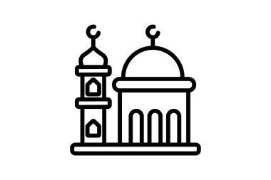 Minare simgesi, kule, cami, İslami mimari, minare cami çizgisi simgesi, düzenlenebilir vektör simgesi, piksel mükemmel, illüstratör ai dosyası