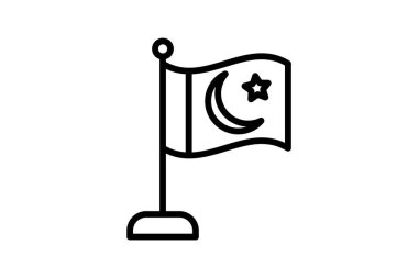 İslami Bayrak simgesi, bayrak, din, İslami sembol, İslami bayrak çizgisi simgesi, düzenlenebilir vektör simgesi, piksel mükemmel, illüstratör ai dosyası