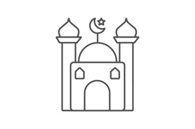 Cami simgesi, bina, ibadet yeri, din, İslami mimari ince çizgi simgesi, düzenlenebilir vektör simgesi, piksel mükemmel, illüstratör ai dosyası