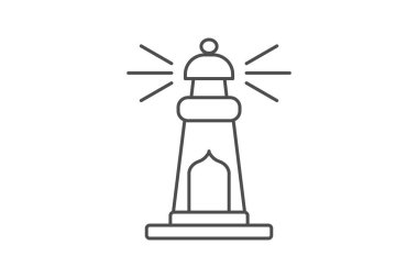 İslami Deniz feneri ikonu, deniz feneri, mimari, İslami deniz feneri mimarisi, İslami deniz feneri mimarisi, mimari özellikleri ince simgesi, düzenlenebilir vektör simgesi, piksel mükemmel, illüstratör ai dosyası