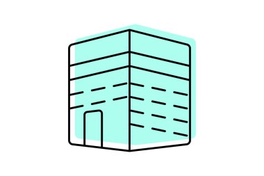 Kabe ikonu, kutsal mekan, din, İslami hac, Kabe 'nin kutsal mekanı. Renkli gölge çizgisi ikonu, düzenlenebilir vektör ikonu, piksel mükemmel, illüstratör ai dosyası.