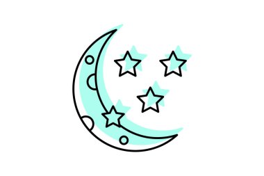 Yıldız ve Hilal ikonu, İlahi, İslami, Yıldız ve Hilal İslami Sembolleri, Göksel Semboller, Gölge İnce Çizgisi ikonu, düzenlenebilir vektör simgesi, piksel mükemmel, illüstratör ai dosyası