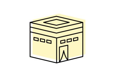 Kabe Kapısı simgesi, kutsal yer, din, İslami hac, Kabe Kapısı kutsal bölge gölge çizgisi simgesi, düzenlenebilir vektör simgesi, piksel mükemmel, illüstratör ai dosyası