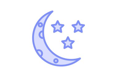 Hilal Ay simgesi, ay, gece, gökyüzü, ay duoton çizgi simgesi, düzenlenebilir vektör simgesi, piksel mükemmel, illüstratör ai dosyası