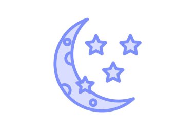 Yıldız ve Hilal simgesi, göksel, İslami, yıldız ve hilal İslami sembol, gök sembolleri duoton çizgi simgesi, düzenlenebilir vektör simgesi, piksel mükemmel, illüstratör ai dosyası