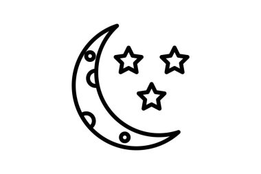 Hilal Ay simgesi, ay, gece, gökyüzü, ay çizgisi simgesi, düzenlenebilir vektör simgesi, piksel mükemmel, illüstratör ai dosyası