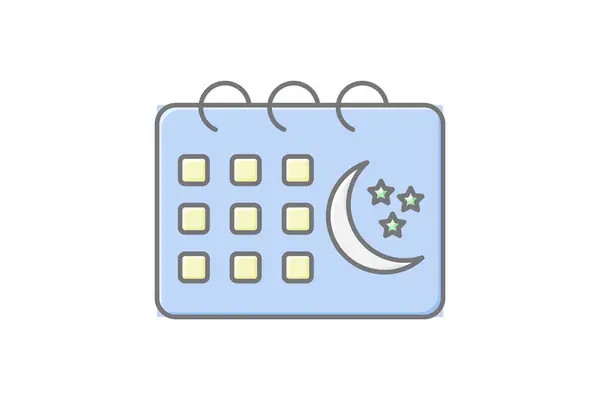 İslami Takvim simgesi, takvim, tarihler, ay takvimi, İslami tarihler doğrusal renk simgesi, düzenlenebilir vektör simgesi, piksel mükemmel, illüstratör ai dosyası