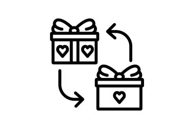 Hediye değiş tokuşu simgesi, takas, kutlama, ikon, bayram çizgisi simgesi, düzenlenebilir vektör simgesi, piksel mükemmel, illüstratör ai dosyası