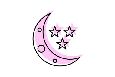 Hilal Ay simgesi, ay, gece, gökyüzü, ikon rengi ince gölge simgesi, düzenlenebilir vektör simgesi, piksel mükemmel, illüstratör ai dosyası