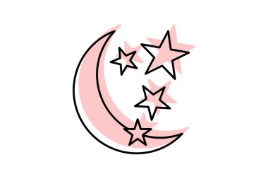 Hilal ve Yıldız simgesi, gök, islami, ikon, yıldız ve hilal ikonu renk gölge simgesi, düzenlenebilir vektör simgesi, piksel mükemmel, illüstratör ai dosyası