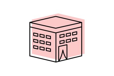 Kabe simgesi, kutsal mekan, din, ikon, İslami hacc rengi gölge ince simgesi, düzenlenebilir vektör simgesi, piksel mükemmel, illüstratör ai dosyası