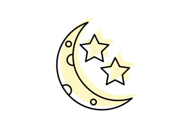 Yıldızlı Gökyüzü simgesi, gökyüzü, gece, yıldızlar, ikon rengi ince gölge simgesi, düzenlenebilir vektör simgesi, piksel mükemmel, illüstratör ai dosyası