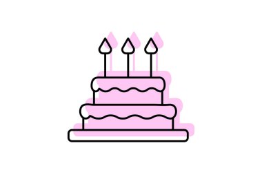 Kutlama Keki simgesi, pasta, tatlı, ikon, şenlikli kek rengi gölge çizgisi simgesi, düzenlenebilir vektör simgesi, piksel mükemmel, illüstratör ai dosyası