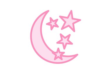 Hilal ve Yıldız simgesi, gök, islami, ikon, yıldız ve hilal ikonu duoton çizgi simgesi, düzenlenebilir vektör simgesi, piksel mükemmel, illüstratör ai dosyası