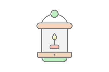 Fener simgesi, ışık, aydınlatma, dekoratif, simge doğrusal renk simgesi, düzenlenebilir vektör simgesi, piksel mükemmel, illüstratör ai dosyası