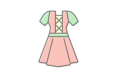 Geleneksel giysi simgesi, giysi, giysi, ikon, kültürel giysi, doğrusal renk simgesi, düzenlenebilir vektör simgesi, piksel mükemmel, illüstratör ai dosyası