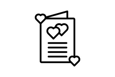 Sevgililer günü kartı simgesi, kart, sevgi, selamlama, ileti satırı simgesi, düzenlenebilir vektör simgesi, piksel mükemmel, illüstratör ai dosyası