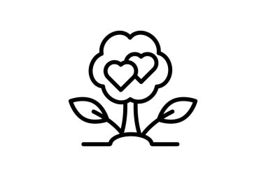 Aşk Ağacı simgesi, ağaç, aşk, romantizm, doğa çizgisi simgesi, düzenlenebilir vektör simgesi, piksel mükemmel, illüstratör ai dosyası