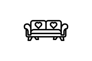 Aşk Koltuğu simgesi, koltuk, aşk, mobilya, romantik çizgi simgesi, düzenlenebilir vektör simgesi, piksel mükemmel, illüstratör ai dosyası