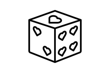 Love Dice simgesi, zar, aşk, aşk, oyun çizgisi simgesi, düzenlenebilir vektör simgesi, piksel mükemmel, illüstratör ai dosyası